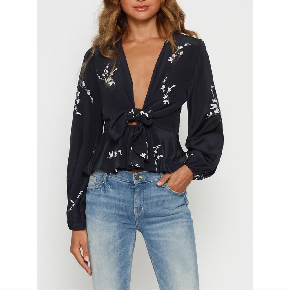 Luxe Deluxe 100% SILK Tie Front Blouse